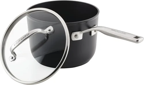 Miniatura 8 de KitchenAid Cacerola antiadherente de inducción anodizada dura con tapa, 3 cuartos - Negro mate