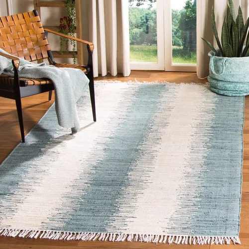 Miniatura 11 de Alfombra de algodón tejido a mano, color azul. Colección Montauk MTK751A, de Safavieh, Algodón, Azul