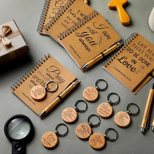Miniatura 3 de Qeeenar 180 unidades de regalos cristianos para el Día del Padre, diario de oración religiosa, cuaderno de la Biblia inspirador con bolígrafos