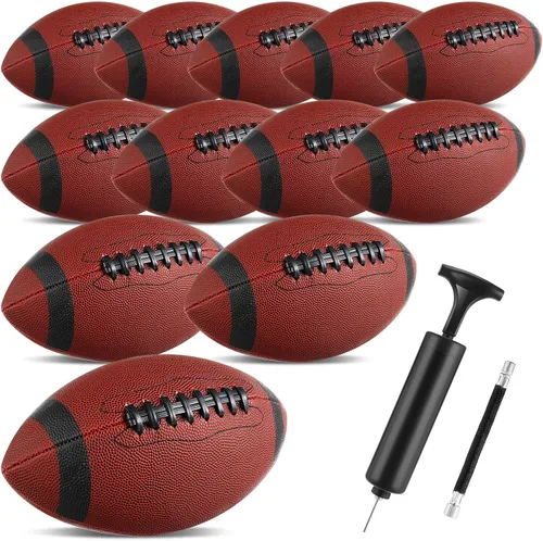 Jerify 12 unidades de fútbol de cuero compuesto, tamaño oficial, pelota de fútbol inflable a granel con bomba para interiores y exteriores,