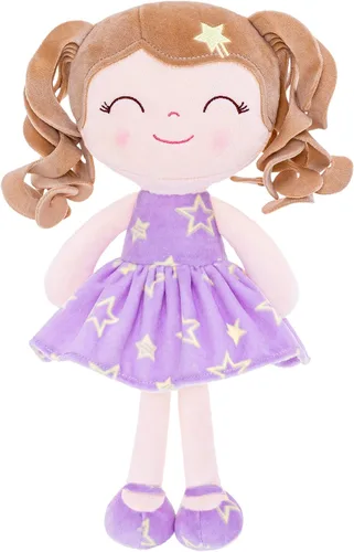 Miniatura 29 de Gloveleya Muñeca Baby Dolls Soft Rag Doll Baby Girl Regalos Curly Spring Girl - Naranja 9 pulgadas