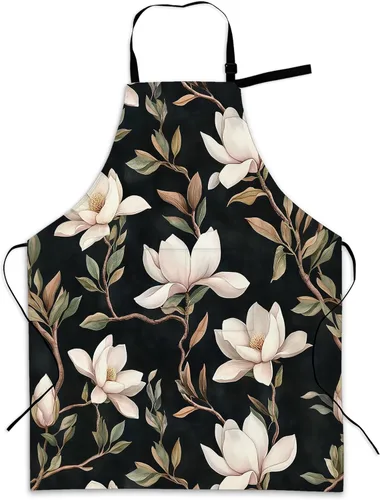 Miniatura 25 de Delantal de cocina con bolsillo, cuello ajustable impermeable y lazos largos, delantal de cocina para hornear, jardinería, pintura para mujer Retro