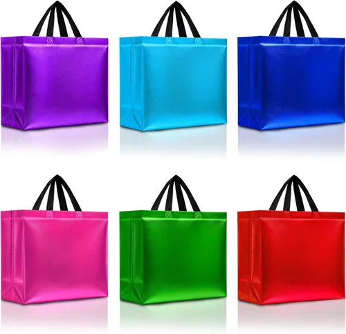 Miniatura 11 de Nush Nush Bolsas de Regalo Rojas Tamaño Mediano – Juego de 12 Bolsas de Regalo Rojas Brillantes Reutilizables con Asas - Bolsa Ideal para Regalos