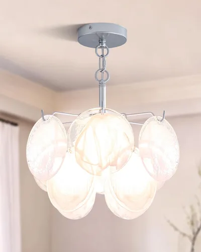 Miniatura 9 de Luupyia Mini Candelabro de Cristal Lámpara de Techo Pequeña, Moderna Lámpara de Techo de Cristal para Pasillo Accesorios Superiores Montaje Semi