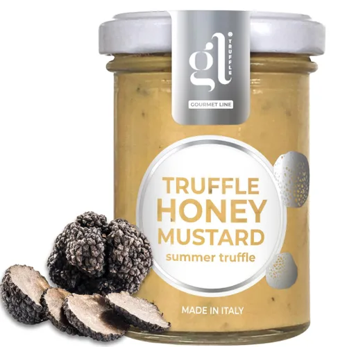 GL Truffle GOURMET LINE Mostaza de miel de trufa, 100 g (3.52 oz), condimento dulce y salado, untable, una fusión de dulzura y ralladura, sin OMG,