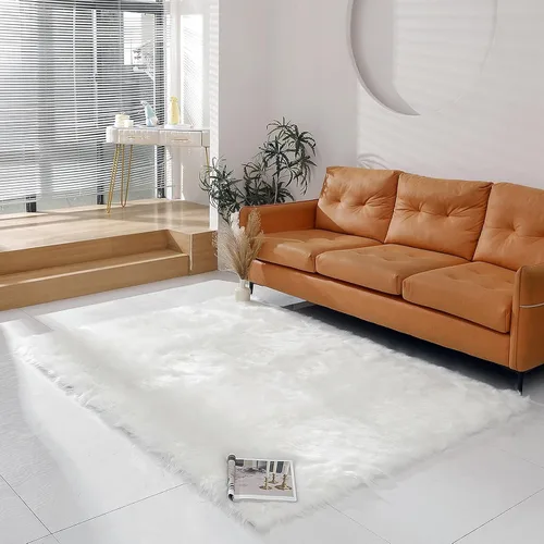 Miniatura 50 de linmopm Alfombra de piel sintética de pelo lanudo esponjoso negro de 2x6 pies para dormitorio, cabecera de la cama, suelo, sala de estar, cojín