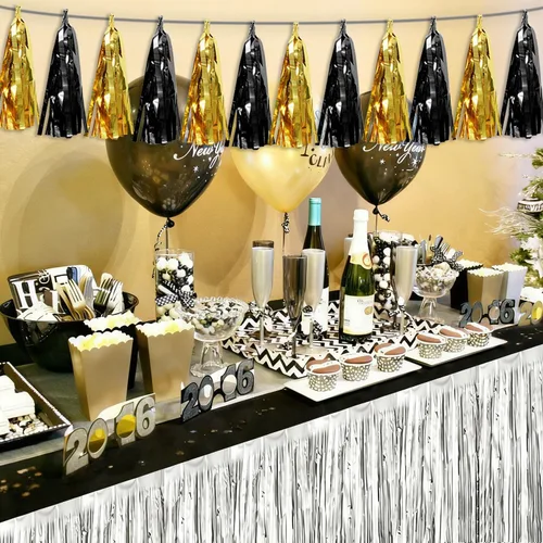 Miniatura 4 de Guirnalda de flecos de papel de aluminio metálico 4P con borlas de oropel, telón de fondo para flotadores de desfile, decoraciones de graduación