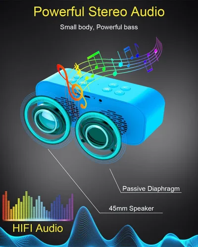 Miniatura 5 de AFK Reloj despertador digital con altavoz Bluetooth, reloj de escritorio para dormitorios, reloj de mesa pequeño con alarma dual, repetición, Azul