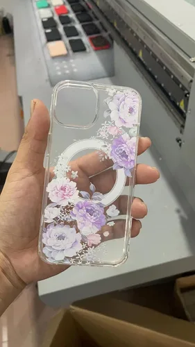 Miniatura 2 de para iPhone 13 Mini Magsafe Funda, Protector Delgado Floral a Prueba de Golpes PC+TPU Bumper Floral Linda Mujer Cubierta Magnética flor (flower 6)
