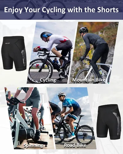 Miniatura 5 de DEALYORK Pantalones cortos de ciclismo acolchados para hombre, ropa interior de bicicleta con acolchado 3D, forro de montaña, para ciclismo