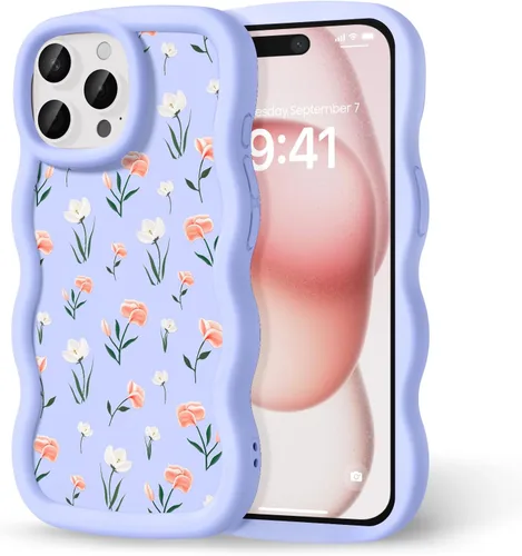 Miniatura 90 de Compatible con iPhone SE/8/7 Funda para Mujeres y Niñas, Marco Ondulado Rizado con Patrón Lindo, Estética Delgada Suave Silicona TPU Parachoques