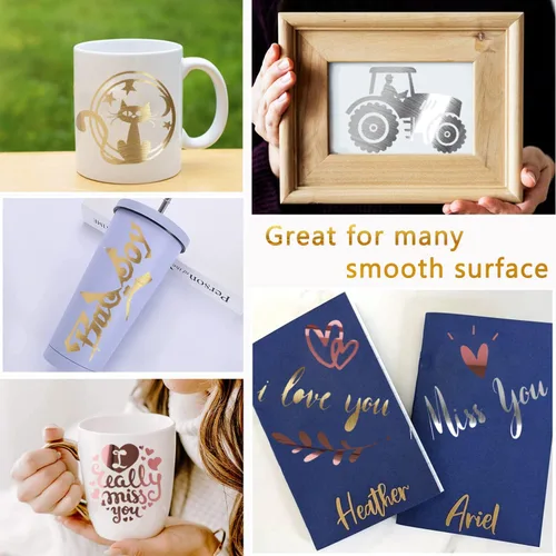 Miniatura 6 de Prime Vinyl Vinilo permanente, vinilo dorado cepillado compatible con máquina de corte, rollo adhesivo metálico de 12 pulgadas x 10 pies para tazas