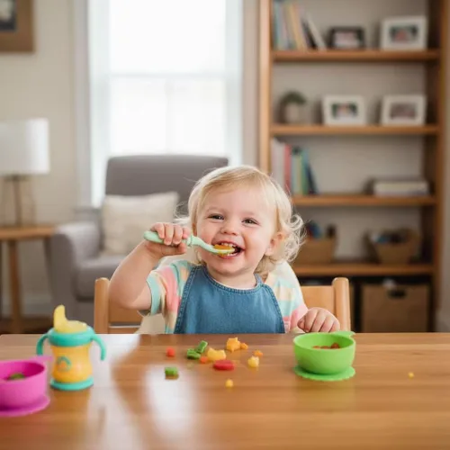 Miniatura 2 de PandaEar Paquete de 7 cucharas para bebé, utensilios de autoalimentación de silicona suave para bebés y niños pequeños, cuchara de entrenamiento