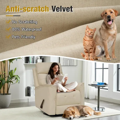 Miniatura 5 de Silla reclinable giratoria para adultos, silla mecedora, pequeña reclinable giratoria para espacios pequeños, sala de estar, dormitorio, caravana