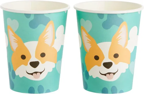 Miniatura 7 de 144 piezas Corgi suministros para fiestas, decoraciones de cumpleaños de perro con platos de papel, servilletas, tazas y cubiertos (sirve 24)