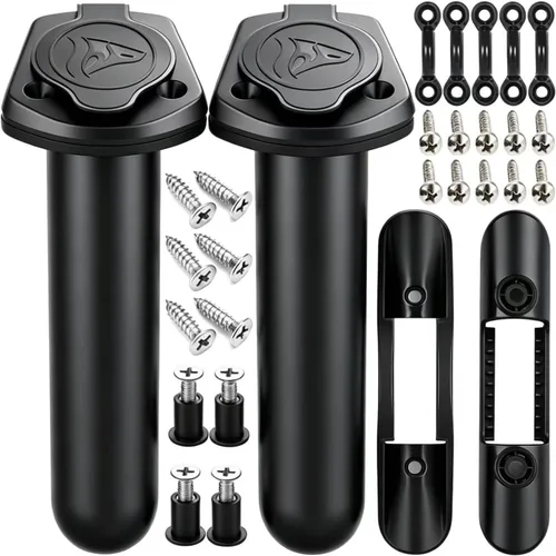 2 soportes para caña de pescar de kayak y 2 clips de soporte de paleta de kayak (incluyendo tornillos) para kayak, barco de pesca, canoa y aparejos