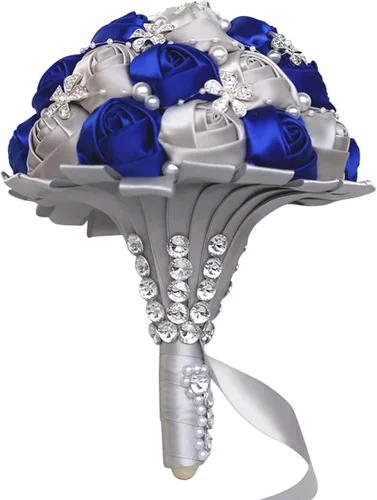 Miniatura 17 de XINNI Ramo de boda negro para novia, dama de honor, satén con diamantes de imitación y perlas para boda, fiesta de quinceañera, negro y marfil