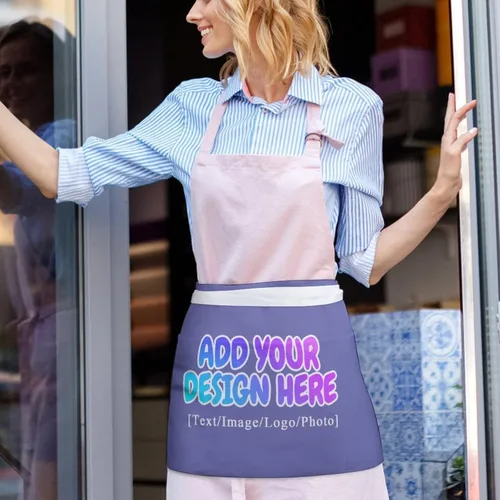 Miniatura 225 de AXKEUDO Delantal personalizado con bolsillos, delantales de cintura para camarera para cocinar en casa, restaurante, servir trabajo