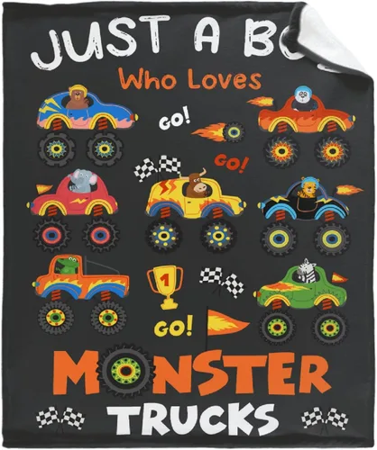 Miniatura 3 de Manta de bebé con texto en inglés «Just A Boy Who Loves Trucks» para niños y niñas, manta súper suave para envolver al recién nacido, acogedora
