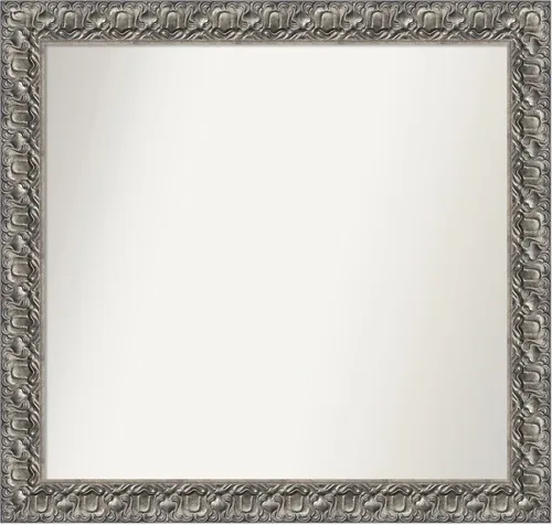 Miniatura 61 de Amanti Art Espejo de baño plateado para sobre fregadero, 26 x 26 pulgadas, espejo cuadrado de níquel pulido, marco de madera tradicional mediano, se