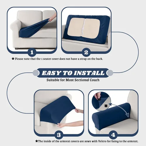 Miniatura 7 de KinCam - Fundas elásticas para cojines de sofá, fundas seccional para sofá en forma de L, fundas lavables para sofá, fundas para sofá