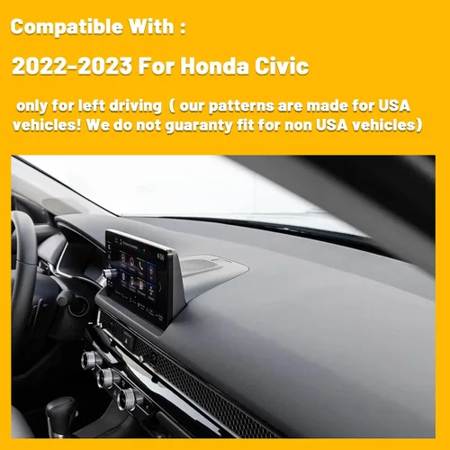 Miniatura 6 de Tapete antideslizante para tablero de instrumentos compatible con Honda 11th Civic 2022 2023 Protector solar (borde rojo)