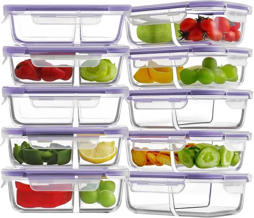 Miniatura 18 de Paquete de 8 recipientes de vidrio grandes para preparación de comidas de 36 onzas con tapas, recipientes de almacenamiento de alimentos de vidrio