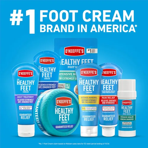 Miniatura 7 de O'Keeffe's Crema renovadora intensa para pies saludables con urea y ácido alfa hidroxi, tubo de 3 onzas, exfolia químicamente y suaviza los pies