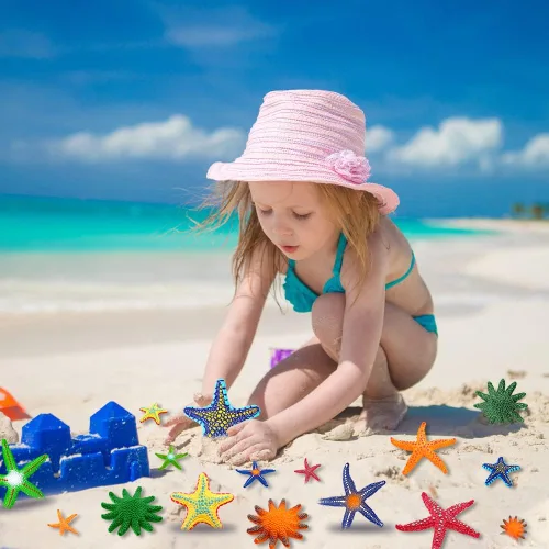Miniatura 5 de YUJUN 16 juguetes grandes de piscina de buceo, playa colorida estrella de mar de verano natación bajo el agua, juguetes de piscina de goma suave