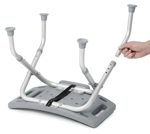 Miniatura 4 de Medline Silla de ducha plegable sin respaldo, silla de baño que soporta hasta 250 libras, color gris
