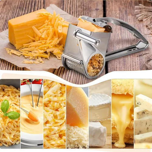 Miniatura 4 de Rallador de queso giratorio manual de acero inoxidable, rallador de queso parmesano, rallador de queso de manivela, triturador de queso de mano