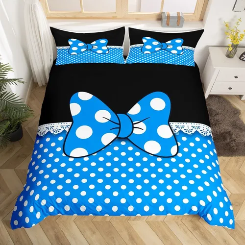 Miniatura 51 de Juego de funda de edredón con lazo de dibujos animados para niños, tamaño individual, juego de ropa de cama de mariquita, escarabajo, insecto