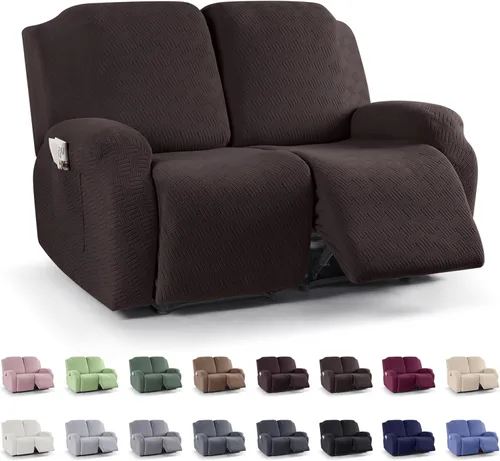 Miniatura 60 de KinCam Fundas para sillón reclinable, fundas elásticas para sillas reclinables, fundas para sofá reclinable de jacquard a rayas, protectores