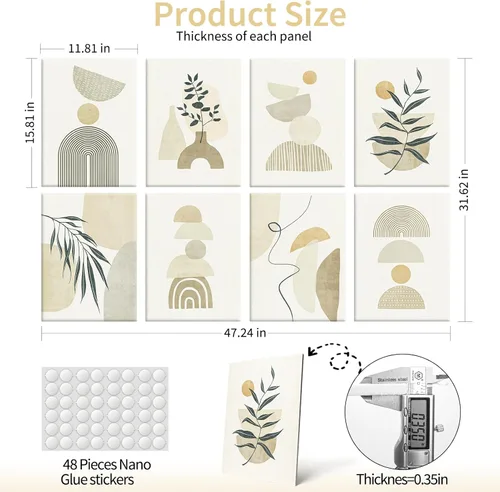 Miniatura 5 de Art3d paneles insonorizantes para pared 48"x32", paquete de 8 paneles acústicos de pared con arte, paneles de pared decorativos y absorbentes