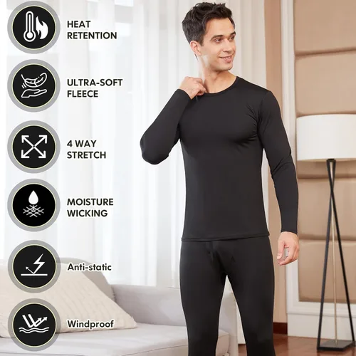 Miniatura 3 de CL convallaria Long Johns Thermal Underwear for Men Soft Fleece Lined Base Layer Cold Weather Bottom Top Set XS-4XL