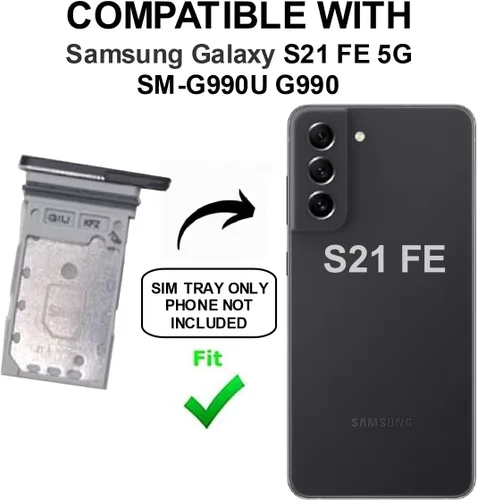 Miniatura 2 de Bandeja de tarjeta SIM de repuesto para Samsung Galaxy S21 FE (edición ventilador) 5G SM-G990U G990 (negro)