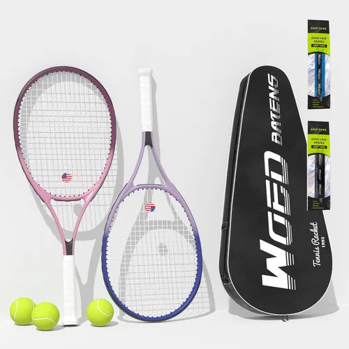 Miniatura 9 de Juego de raquetas de tenis para adultos de 27 pulgadas, incluye raqueta de tenis, pelotas de tenis, amortiguadores de vibración, bolsa de tenis