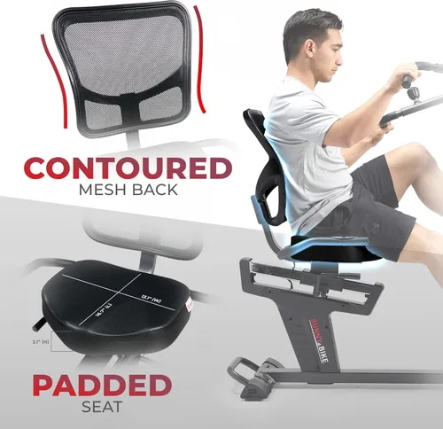 Miniatura 5 de Sunny Health & Fitness Elite Bicicleta reclinada de entrenamiento cruzado y máquina elíptica con ejercitadores de brazos para entrenamiento