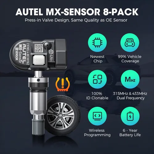 Miniatura 2 de Autel Sensor TPMS, sensor MX-2 en 1 (315 MHz + 433 MHz) para el 99% de los automóviles, programación inalámbrica 100% clonable, igual que