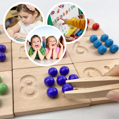 Miniatura 2 de Juego de tablas de seguimiento de números de madera, juguete de conteo de cuentas de matemáticas Montessori para niños pequeños, aprendizaje