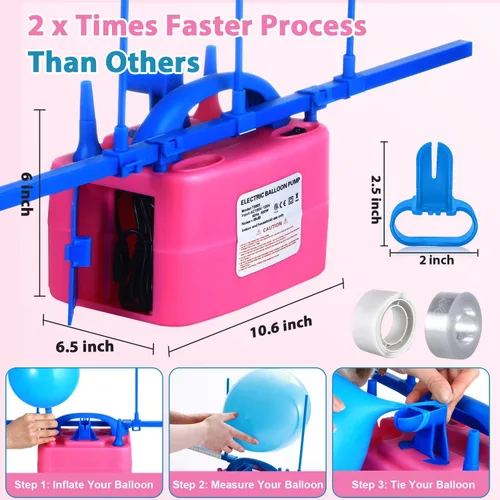 Miniatura 2 de Bomba de globo eléctrica, bomba de aire eléctrica de repuesto manual para globos, bomba de inflado de globo estándar de EE. UU., bomba eléctrica