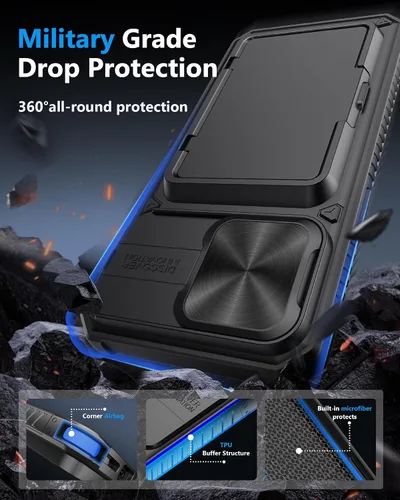 Miniatura 5 de ATATOO Funda tipo cartera para iPhone 15 Pro Max, tarjetero integrado (3-5 tarjetas) y funda para cámara deslizante, protección de grado militar