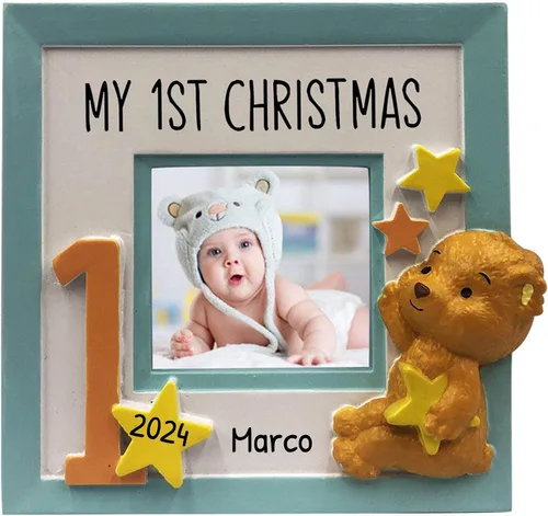 Miniatura 10 de Marco de fotos personalizado, adorno de Navidad 2025 – Marco de fotos colgante para bebé, primera Navidad, regalo de baby shower, adorno decorativo