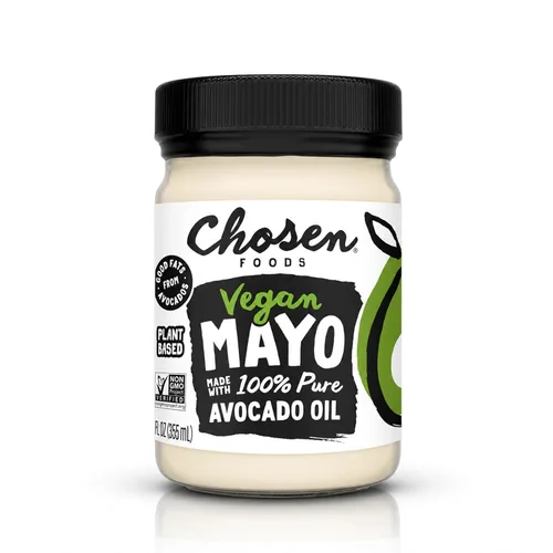 Chosen Foods Mayonesa clásica vegana a base de aceite de aguacate, sin gluten ni lácteos, baja en carbohidratos, apta para dieta cetogénica,