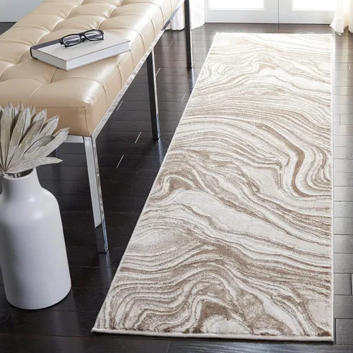 Miniatura 18 de SAFAVIEH Meadow Collection - Alfombra para pasillo, 2 x 7 pies, azul y gris, diseño abstracto moderno, no desprende pelusa y de fácil cuidado, ideal