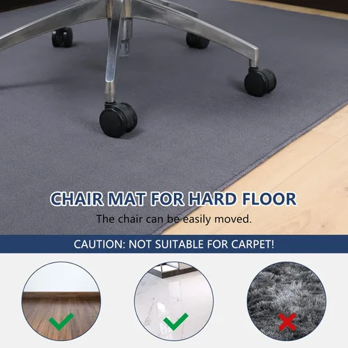 Miniatura 4 de Tapete para silla para suelos duros, tapete grande de 63 x 51 pulgadas para sillas para suelos de madera dura, alfombra de escritorio de tela