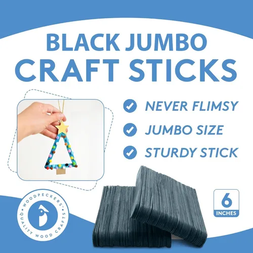 Miniatura 3 de Palitos negros para manualidades, palitos negros grandes, paquete de 100, cada palo de 6 pulgadas de largo x 3/4 pulgadas de ancho, por Woodpeckers