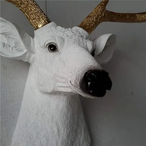 Miniatura 4 de YJ Home Cabeza de ciervo sintético más grande, decoración rústica de pared, cuernos de ciervo, cabeza de animal de taxidermia sintética, decoración