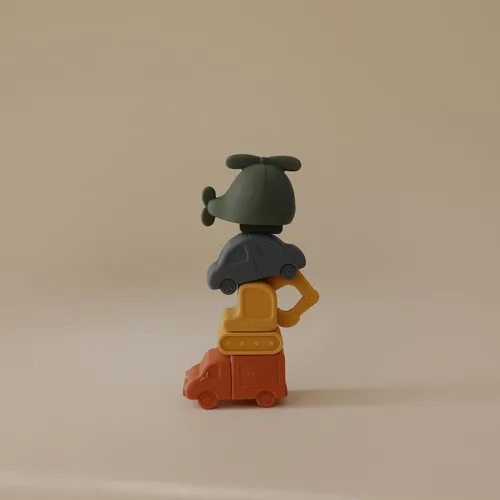 Miniatura 2 de mushie Vehículos Juguetes de baño para niños pequeños 100% silicona de grado alimenticio Libre de moho, paquete de 4