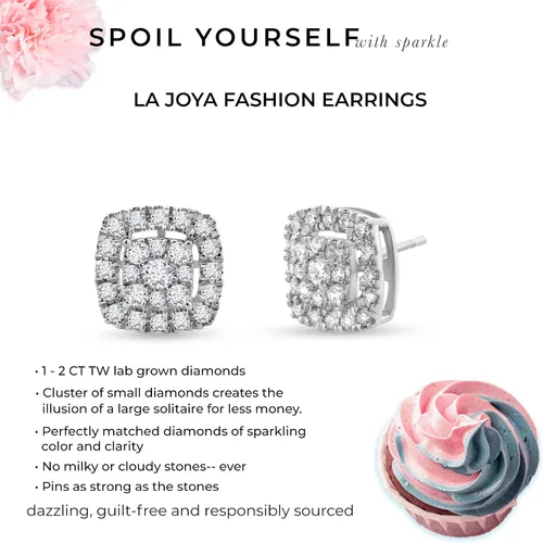Miniatura 4 de La Joya Aretes de diamante de 1 a 2 quilates cultivados en laboratorio Aretes de plata de ley 925 con diamantes Joyas de plata fina con diamantes